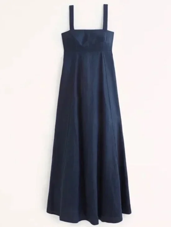 Abercrombie & Fitch Premium Linen Bow Back Maxi Dress XS PETITE - Picture 5 of 11